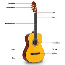 Load image into Gallery viewer, 39" Full Size 6 String Classical Guitar with Bag-Yellow