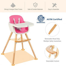 Load image into Gallery viewer, 3 in 1 Convertible Wooden High Chair with Cushion-Pink