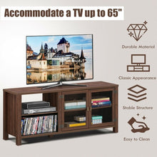 Load image into Gallery viewer, Wooden TV Stand with 2 Metal Mesh Doors -Walnut