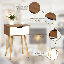 Load image into Gallery viewer, End Side Storage Drawer Nightstand with Solid Wooden Leg