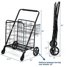 Load image into Gallery viewer, Heavy Duty Folding Utility Shopping Double Cart-Black