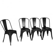Load image into Gallery viewer, Set of 4 Dining Side Stackable Cafe Metal Chairs-Black