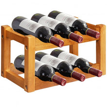 Load image into Gallery viewer, 2-Tier Bar Kitchen 6-Bottle Wine Display Holder with Wooden Tabletop