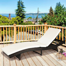 Load image into Gallery viewer, Patio Folding Adjustable Rattan Chaise Lounge Chair with Cushion-White