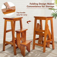 Load image into Gallery viewer, 3 Tier Step Stool 3 in 1 Folding Ladder Bench-Natural