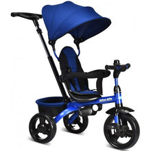Load image into Gallery viewer, 4-in-1 Kids Tricycle with Adjustable Push Handle-Blue