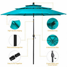 Load image into Gallery viewer, 10' 3 Tier Patio Umbrella Aluminum Sunshade Shelter Double Vented-Turquoise