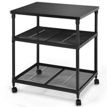 Load image into Gallery viewer, 3 Tier Printer Stand Rolling Fax Cart with Adjustable Shelf and Swivel Wheels