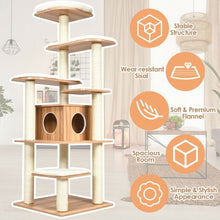 Load image into Gallery viewer, Wood Multi-Layer Platform Cat Tree with Scratch Resistant Rope
