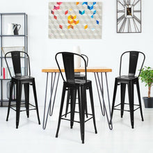 Load image into Gallery viewer, 30" Height Set of 4 High Back Metal Industrial Bar Stools-Black