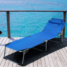 Load image into Gallery viewer, Folding Chaise Lounge Chair Bed Adjustable Outdoor Patio Beach-Blue