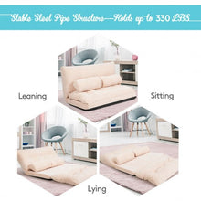 Load image into Gallery viewer, 6-Position Adjustable Sleeper Lounge Couch with 2 Pillows-Beige
