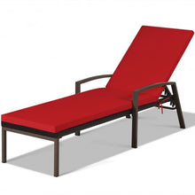 Load image into Gallery viewer, 2 pcs Patio Rattan Adjustable Back Lounge Chair-Red