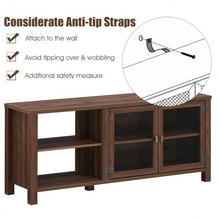 Load image into Gallery viewer, Wooden TV Stand with 2 Metal Mesh Doors -Walnut