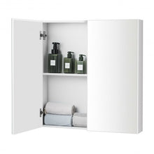 Load image into Gallery viewer, 2-Tier Wall-Mounted Storage Cabinet with Double Mirror Doors