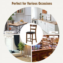 Load image into Gallery viewer, 2Pcs Counter Height Chair Set with Leather Seat and Rubber Wood Legs