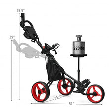 Load image into Gallery viewer, 3 Wheels Folding Golf Push Cart with Seat Scoreboard and Adjustable Handle-Red