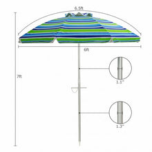 Load image into Gallery viewer, 6.5FT Sun Shade Patio Beach Umbrella with Carry Bag-Blue&Green