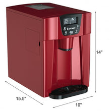 Load image into Gallery viewer, 2-In-1 Ice Maker Water Dispenser 36lbs/24H LCD Display-Red