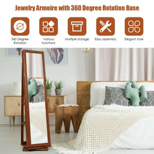 Load image into Gallery viewer, 360� Rotatable Armoire 2-in-1 Lockable Mirrored Jewelry Cabinet-Brown