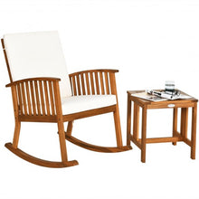 Load image into Gallery viewer, 2PCS Acacia Wood Patio Rocking Chair Table Set