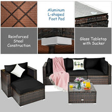Load image into Gallery viewer, 6 Pcs Patio Rattan Furniture Set with Sectional Cushion-Black