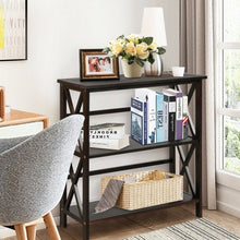 Load image into Gallery viewer, 3-Tier Wooden Open Shelf Bookcase with X-Design-Coffee