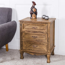 Load image into Gallery viewer, Storage Solid Wood End Nightstand w/ 3 Drawers -Coffee