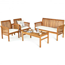 Load image into Gallery viewer, 4 Pcs Outdoor Acacia Wood Sofa Furniture Set