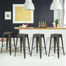 Load image into Gallery viewer, 30" Height Set of 4 High Back Metal Industrial Bar Stools-Gun