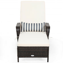 Load image into Gallery viewer, PE Rattan Chaise Lounge Chair Arm Chair Recliner Adjustable with Pillow