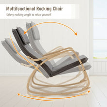 Load image into Gallery viewer, Modern Bentwood Rocking Chair Fabric Upholstered Relax Rocker Lounge Chair-Gray