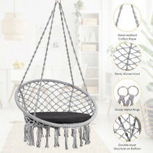 Load image into Gallery viewer, Macrame Cushioned Hanging Swing Hammock Chair-Gray