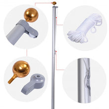 Load image into Gallery viewer, 20 ft Aluminum Sectional Flagpole Kit w/ Halyard Pole and American Flag