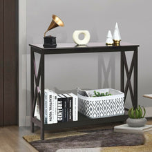 Load image into Gallery viewer, 2-Tier Console X-Design Sofa Side Accent Table-Espresso