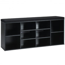 Load image into Gallery viewer, 10-Cube Organizer Entryway Padded Shoe Storage Bench-Black