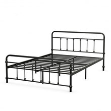 Load image into Gallery viewer, Full Size Metal Bed Frame with Steel Slats Headboard-Black