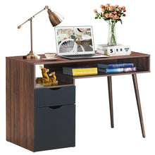 Load image into Gallery viewer, Computer Desk PC Writing Table Drawer and Cabinet with Wood Legs