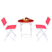 Load image into Gallery viewer, 3 Pcs Folding Garden Patio Table Chairs Set -Red