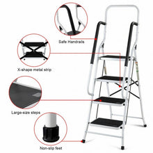 Load image into Gallery viewer, 2-in-1 Non-slip 4 Step Folding Stool Ladder with Handrails