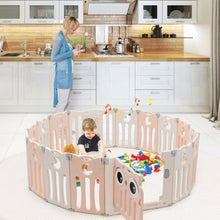 Load image into Gallery viewer, 16-Panel Baby Activity Center Play Yard with Lock Door -Pink