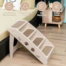 Load image into Gallery viewer, Collapsible Plastic Pet Stairs 4 Step Ladder for Small Dog and Cats-Beige