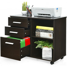 Load image into Gallery viewer, 3-Drawer Mobile Lateral File Cabinet Printer Stand-Espresso