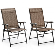 Load image into Gallery viewer, 2 Pcs Outdoor Patio Folding Chair with Armrest for Camping Lawn Garden