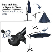 Load image into Gallery viewer, 10FT 360° Rotation Solar Powered LED Patio Offset Umbrella-Navy