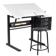 Load image into Gallery viewer, Adjustable Drafting Table Art & Craft Drawing Desk w/Stool