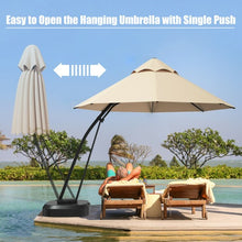 Load image into Gallery viewer, 11 Feet Outdoor Cantilever Hanging Umbrella with Base and Wheels-Beige