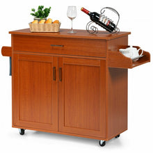Load image into Gallery viewer, Rolling Kitchen Island Cart with Towel and Spice Rack-Cherry
