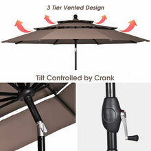 Load image into Gallery viewer, 10ft 3 Tier Patio Umbrella Aluminum Sunshade Shelter Double Vented without Base