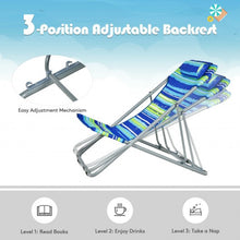 Load image into Gallery viewer, Portable Beach Chair Set of 2 with Headrest -Blue